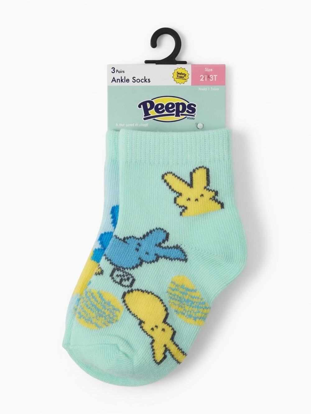 Brand New – Peeps 3-Pack Ankle Socks (Size 2T-3T)